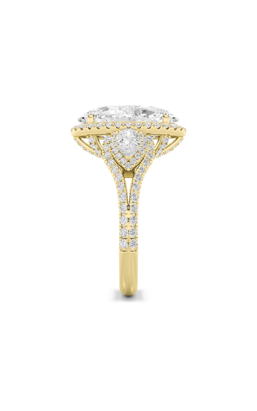7.25Cttw Oval Shaped Lab Grown Diamond (F/VS) BoldAccented Engagement Ring in 14K Gold