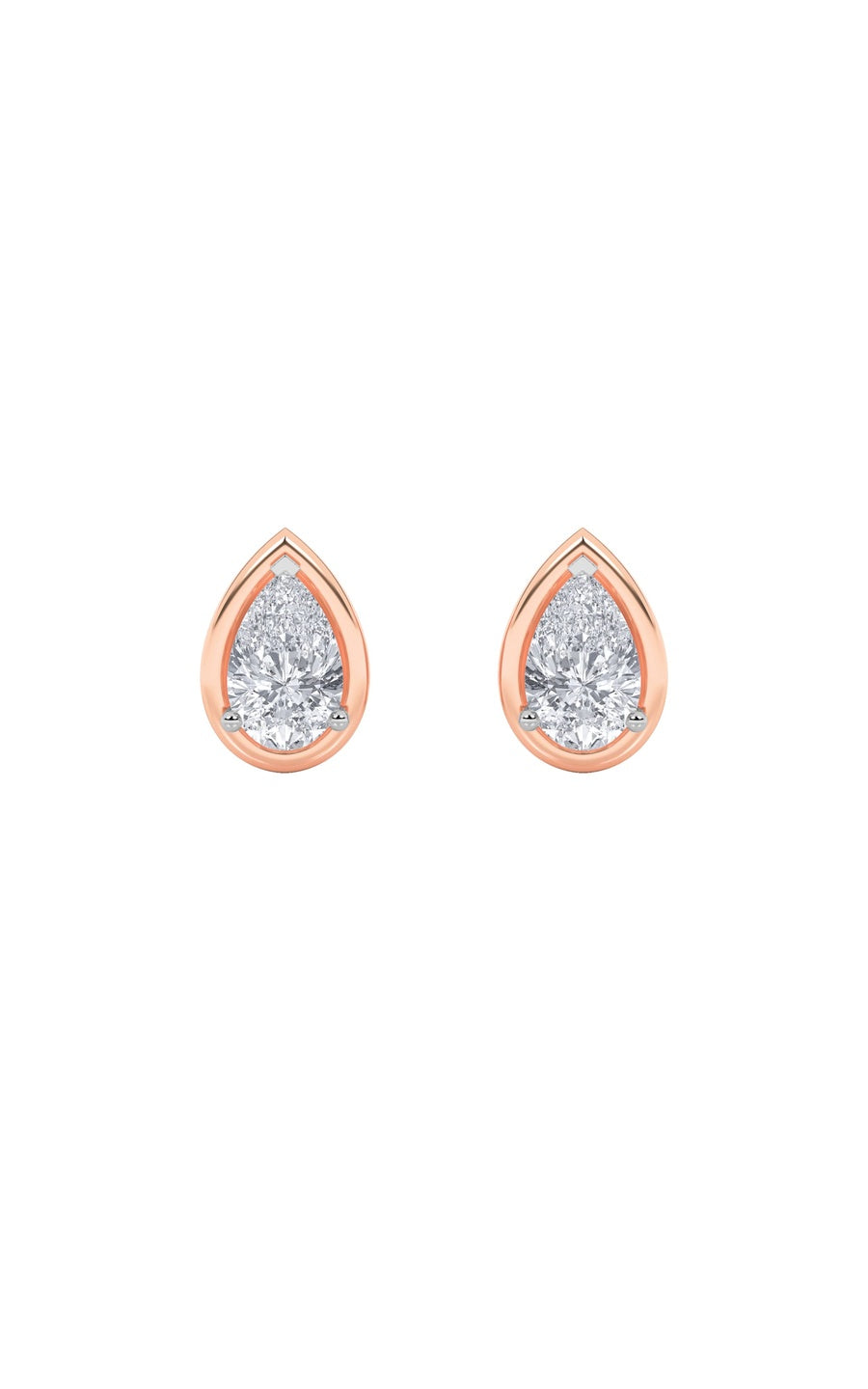 2CTW Pear Shaped Lab Grown Diamond (F/VS) Stud Earrings in 14K Gold