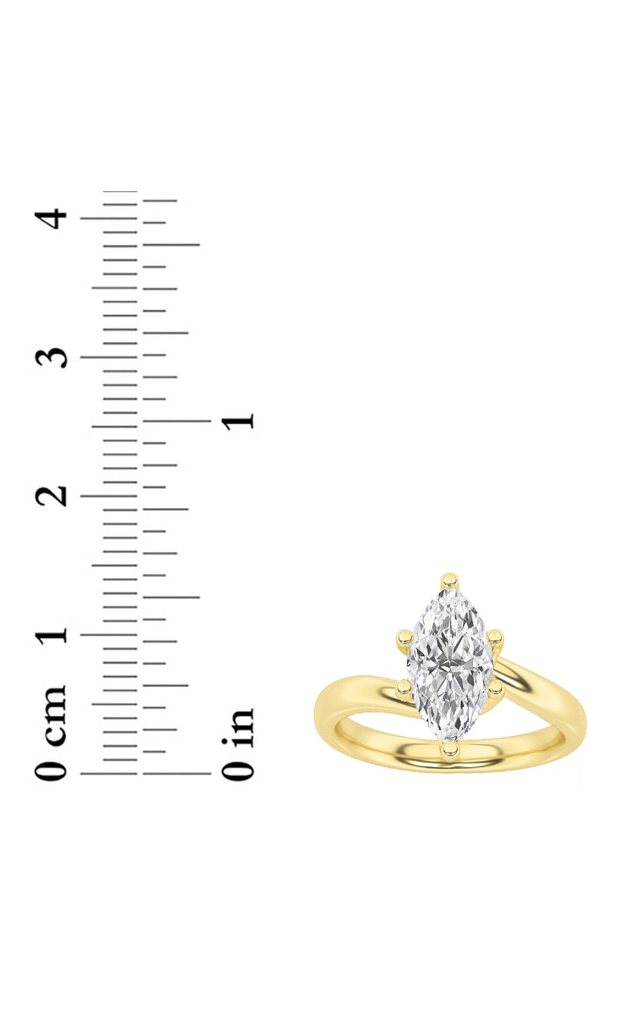 2CTW Marquise Shaped Lab Grown Diamond (F/VS) Ring in 14K White Gold
