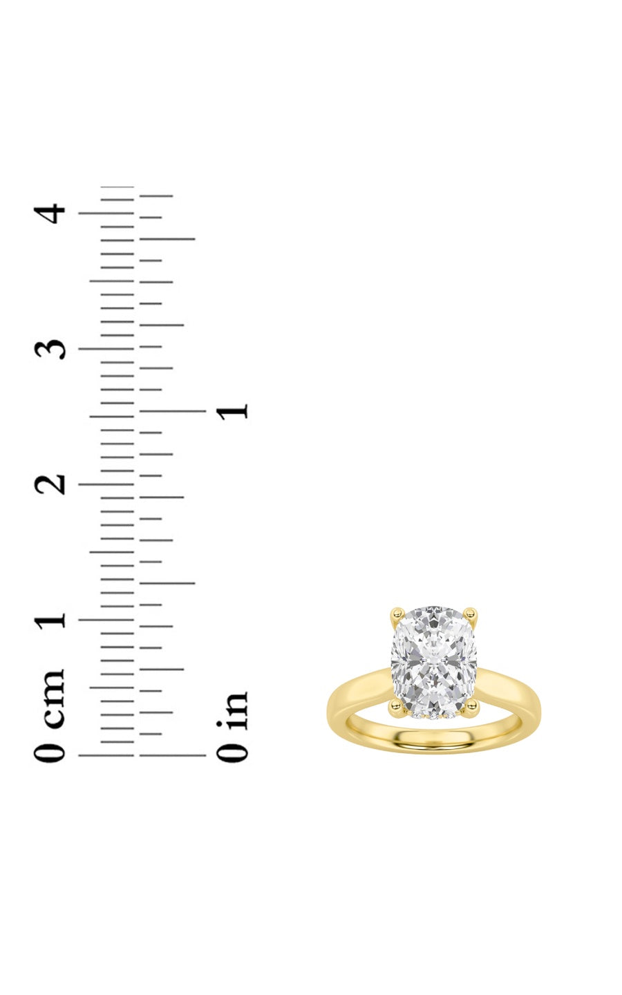 4CTW Elongated Cushion Shaped Lab Grown Diamond (F/VS) Ring in 14K Yellow Gold
