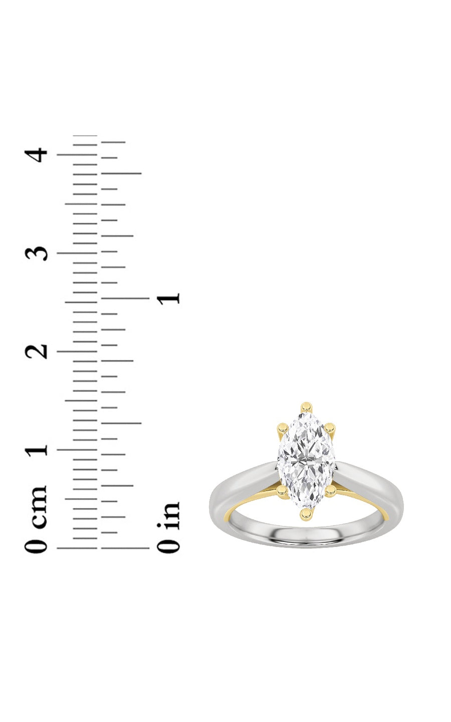 2CTW Marquise Shaped Lab Grown Diamond (F/VS) Ring in 14K White Gold