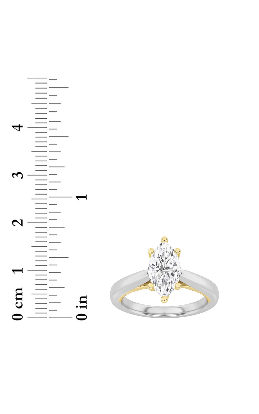 3CTW Marquise Shaped Lab Grown Diamond (F/VS) Ring in 14K White Gold