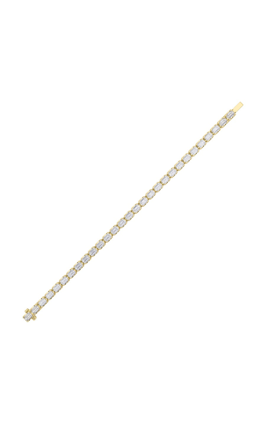 10Cttw Emerald Shaped Lab Grown Diamond (F/VS) Tennis Bracelet in 14K Gold