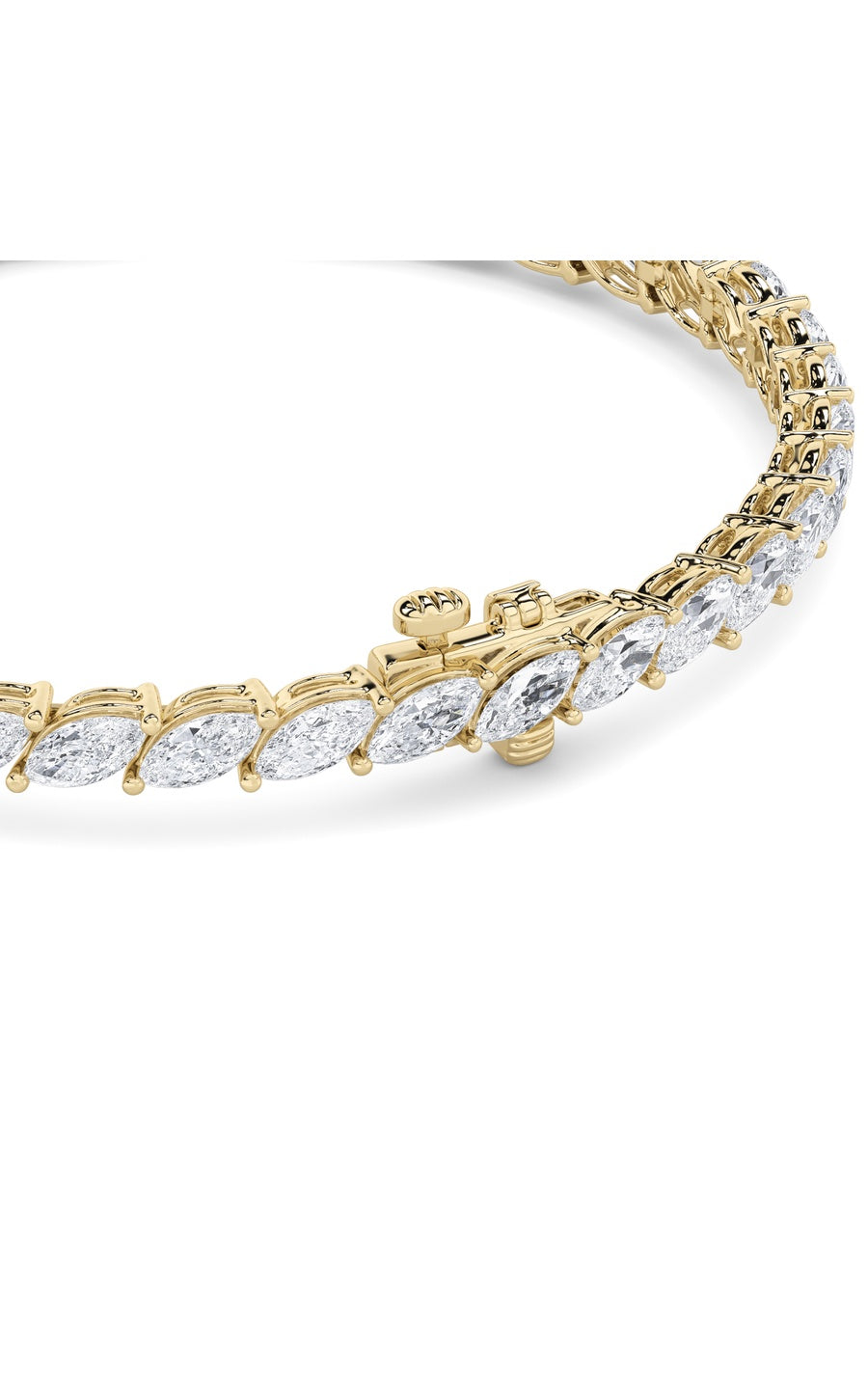 13Cttw Marquise Shaped Lab Grown Diamond (F/VS) Fancy Bracelet in 14K Gold