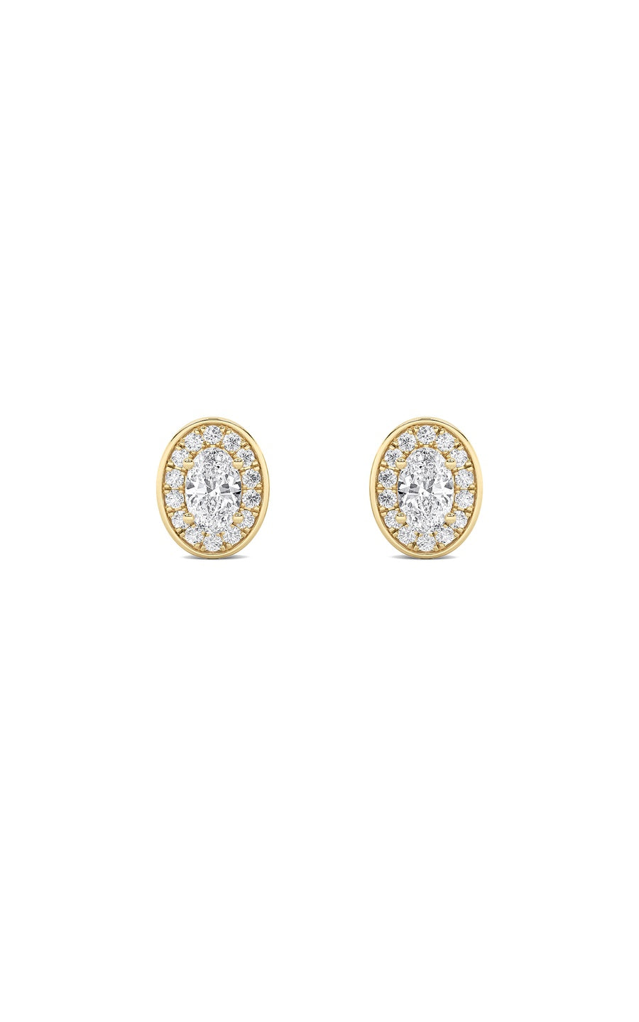 2Cttw Oval Shaped Lab Grown Diamond (F/VS) Halo Stud Earrings in 14K Gold