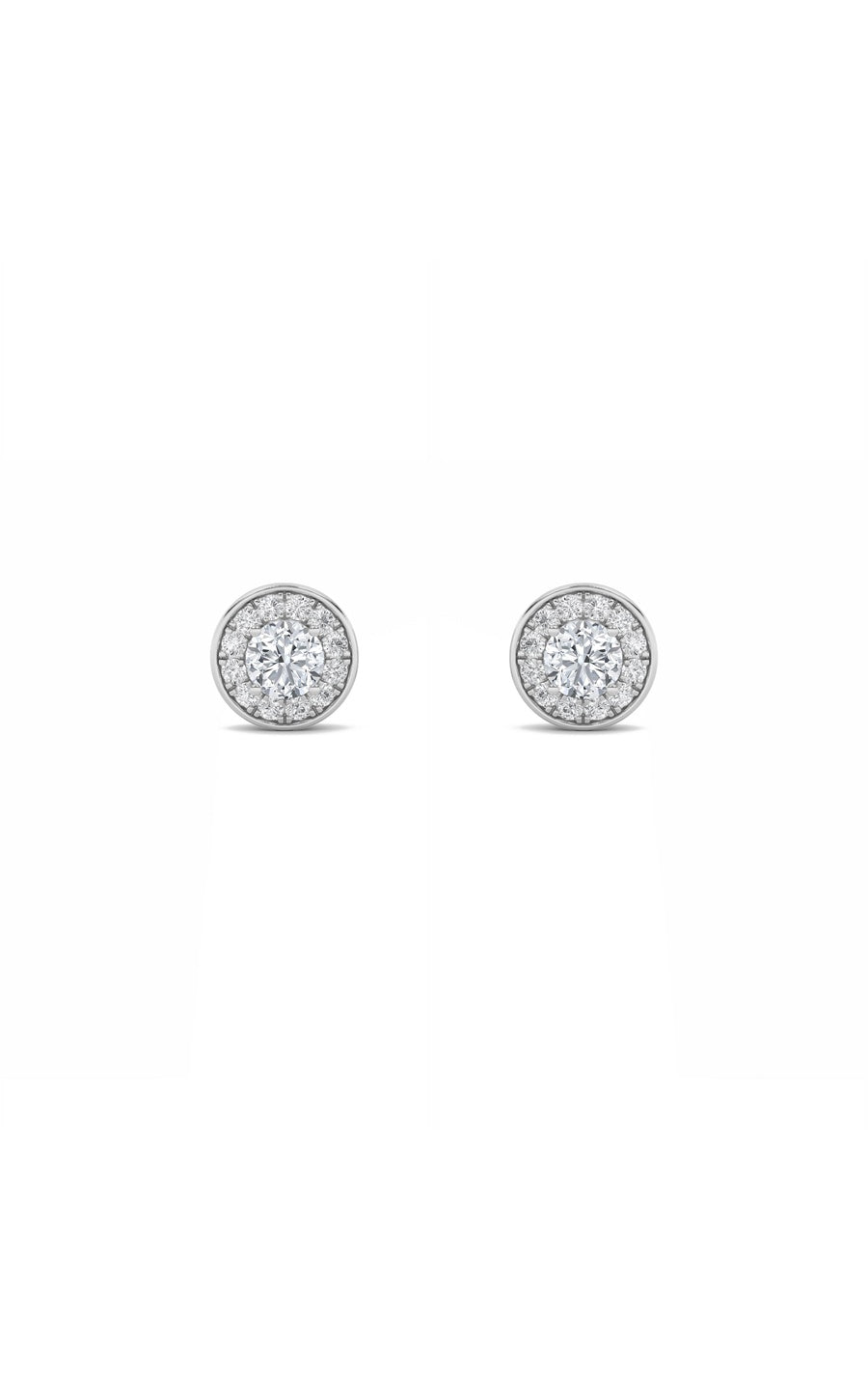 2Cttw Round Shaped Lab Grown Diamond (F/VS) Halo Stud Earrings in 14K Gold