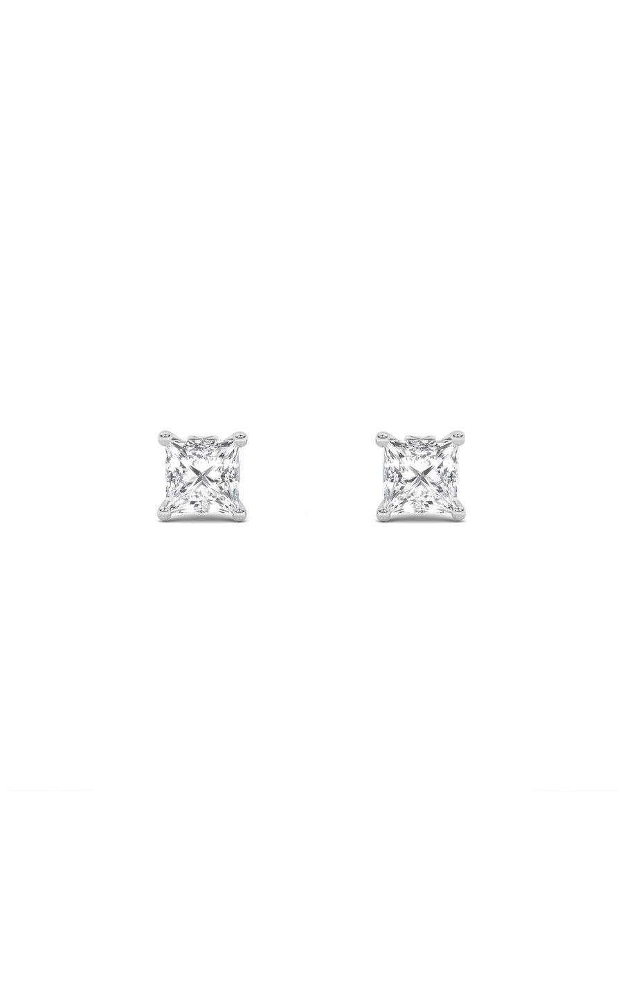 1Cttw Princess Shaped Lab Grown Diamond (F/VS) Tulip Head Stud Earrings in 14K Gold