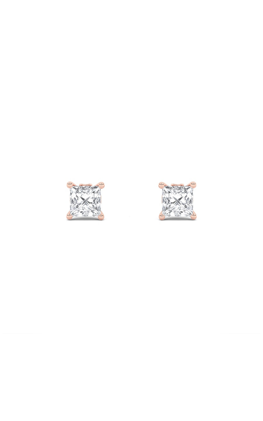 2Cttw Princess Shaped Lab Grown Diamond (F/VS) Tulip Head Stud Earrings in 14K Gold