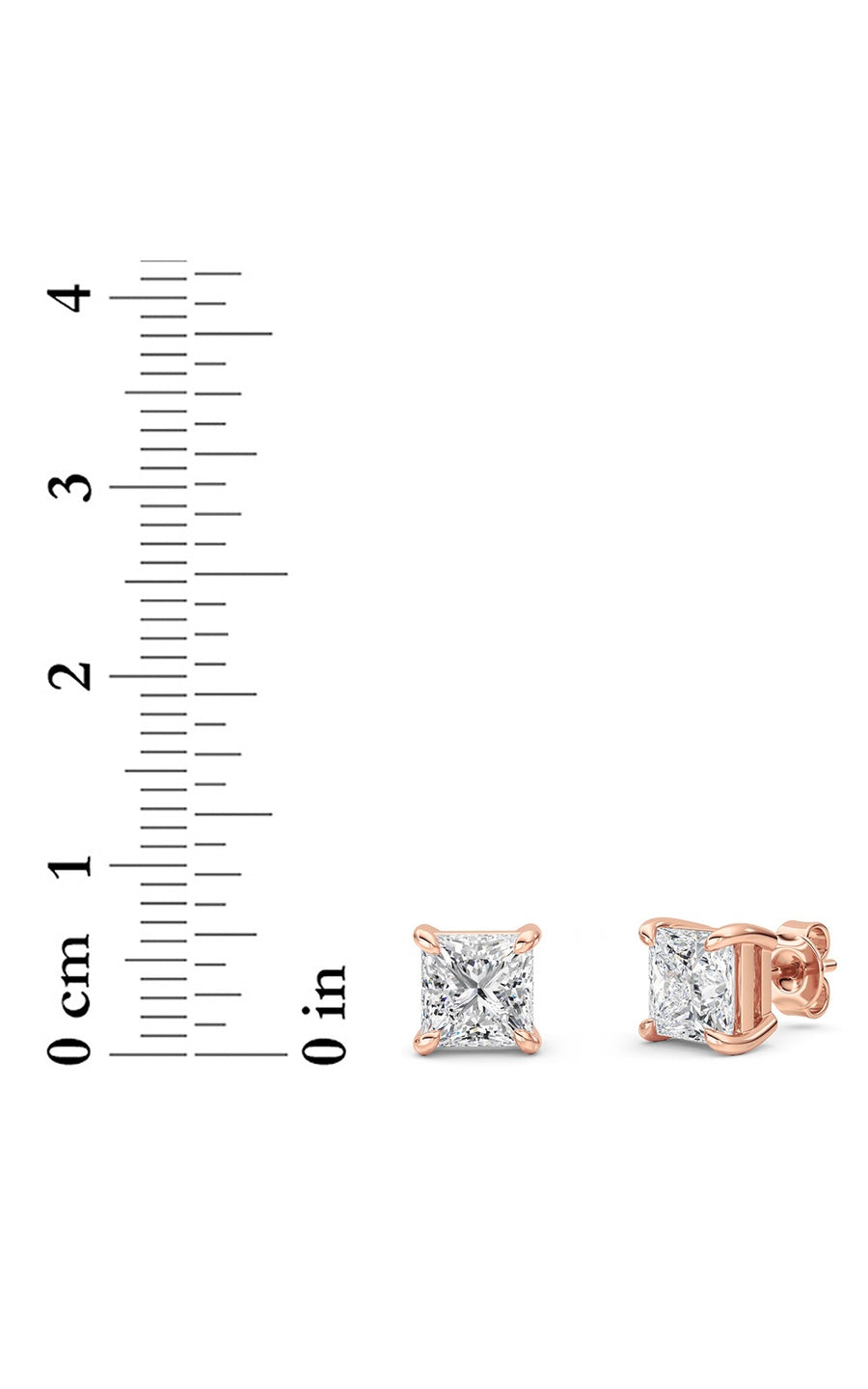 4Cttw Princess Shaped Lab Grown Diamond (F/VS) Classic Basket Set Stud Earrings in 14K Gold