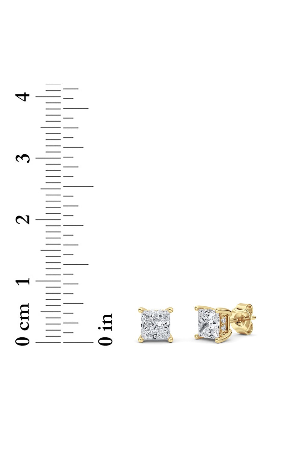 2CTW Princess Shaped Lab Grown Diamond (F/VS) Hidden Halo Stud Earrings in 14K Gold