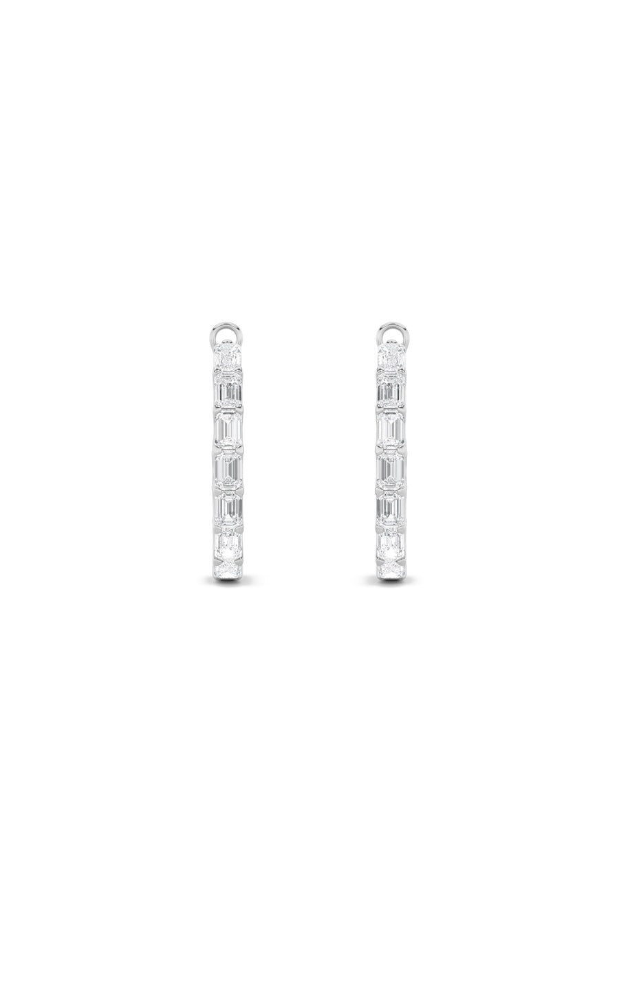 4Cttw Emerald Shaped Lab Grown Diamond (G/VS) Inside Out Hoop Earrings in 14K Gold