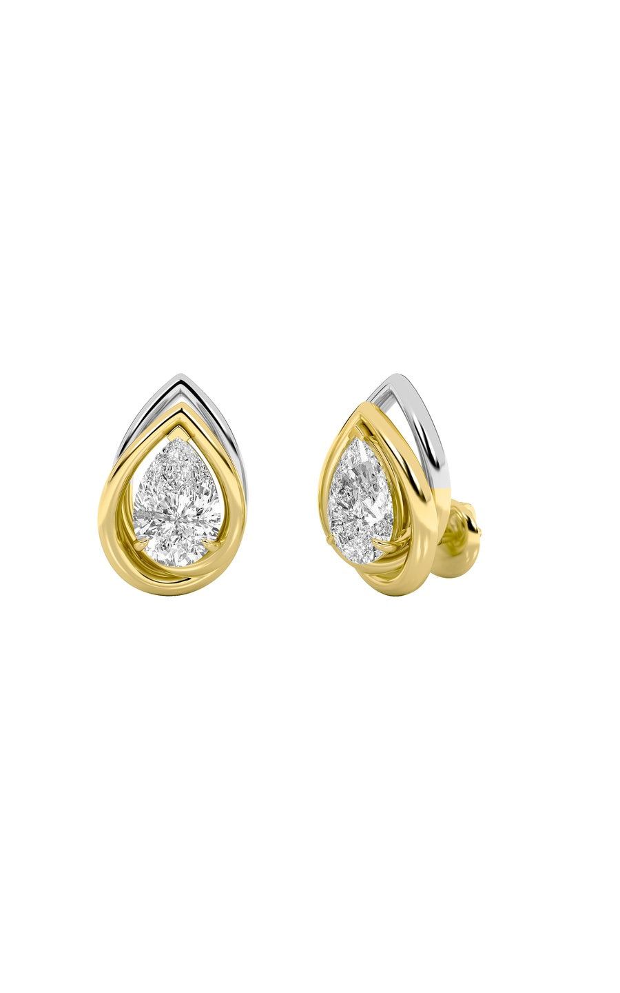 3CTW Pear Shaped Lab Grown Diamond (G/VS) Knot Earrings in 14K Gold