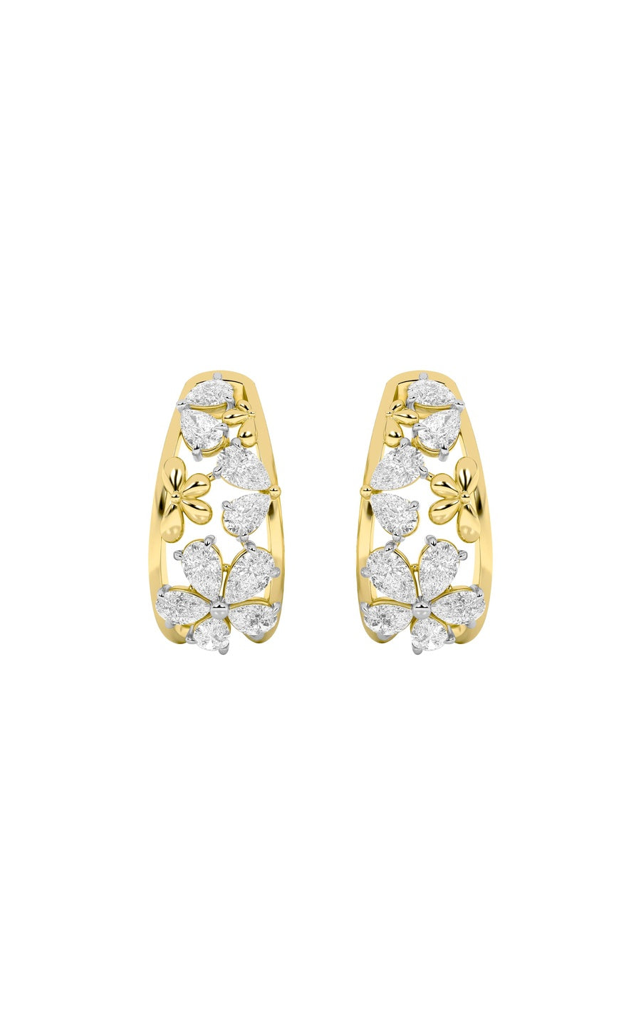 4.5Cttw Pear Shaped Lab Grown Diamond (F/VS) FancyFlower Earrings in 14K Gold