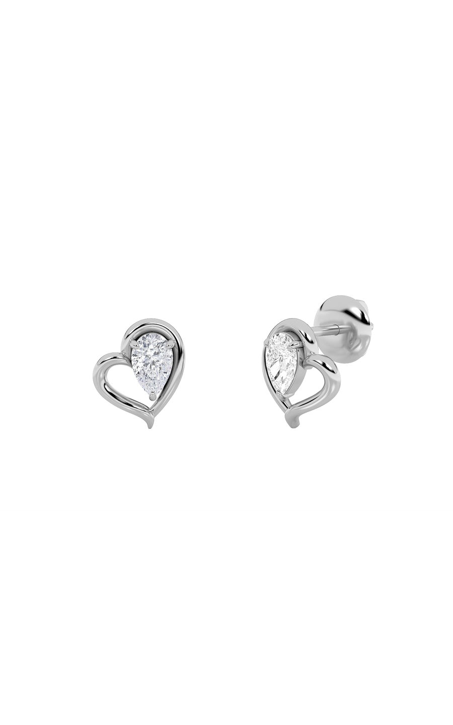 0.5Cttw Pear Shaped Lab Grown Diamond (F/VS) HeartShaped Earrings in 14K Gold