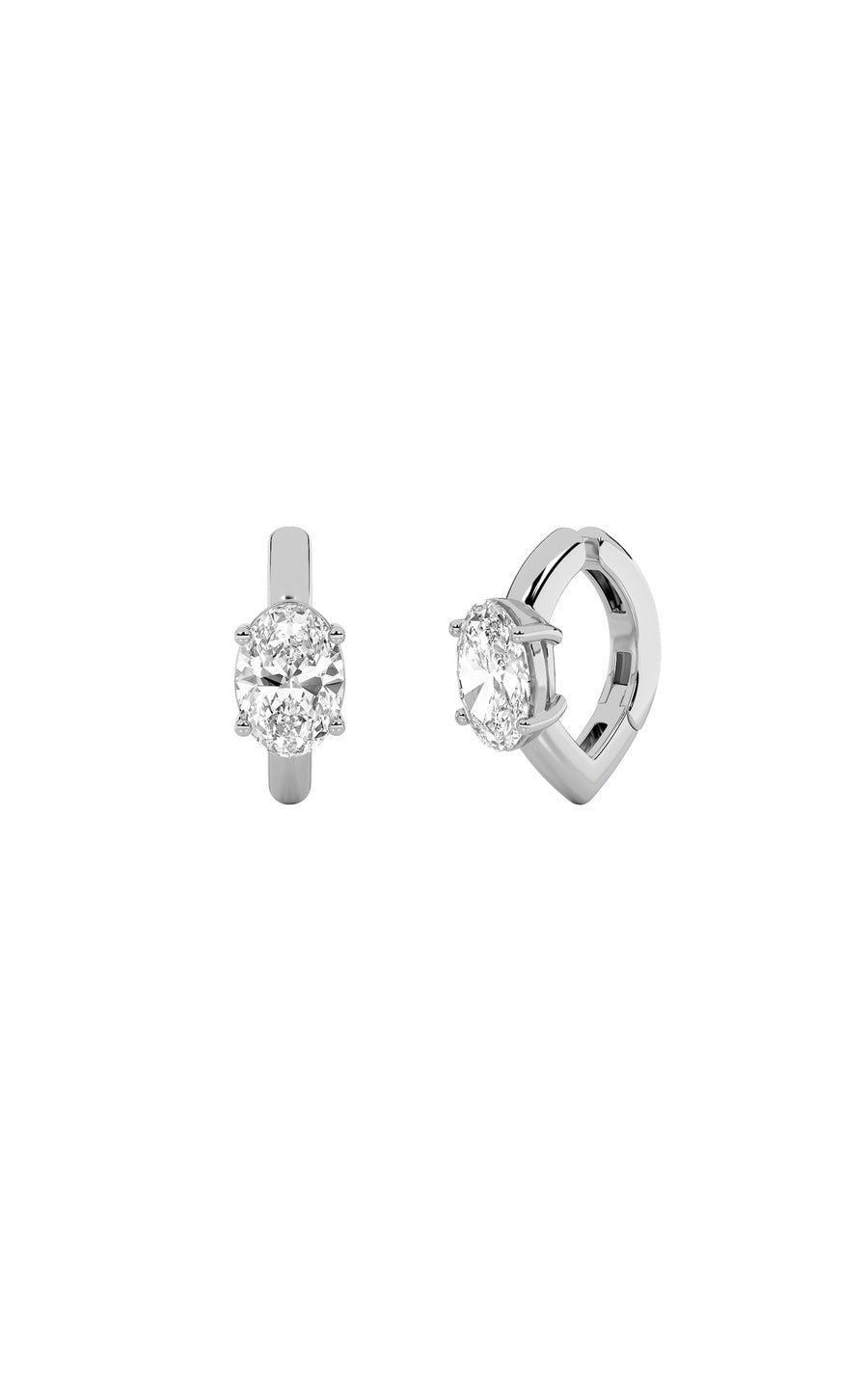 0.5Cttw Oval Shaped Lab Grown Diamond (F/VS) Huggie Cuff Earrings in 14K Gold