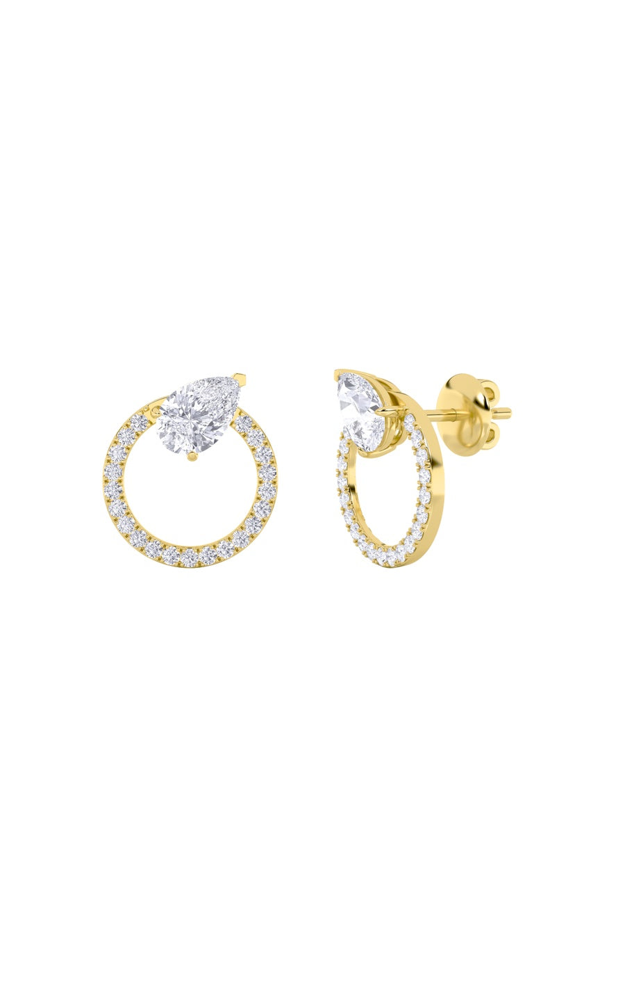 1.5CTW Pear Shaped Lab Grown Diamond (F/VS) Dangle Fashion Earrings in 14K Gold