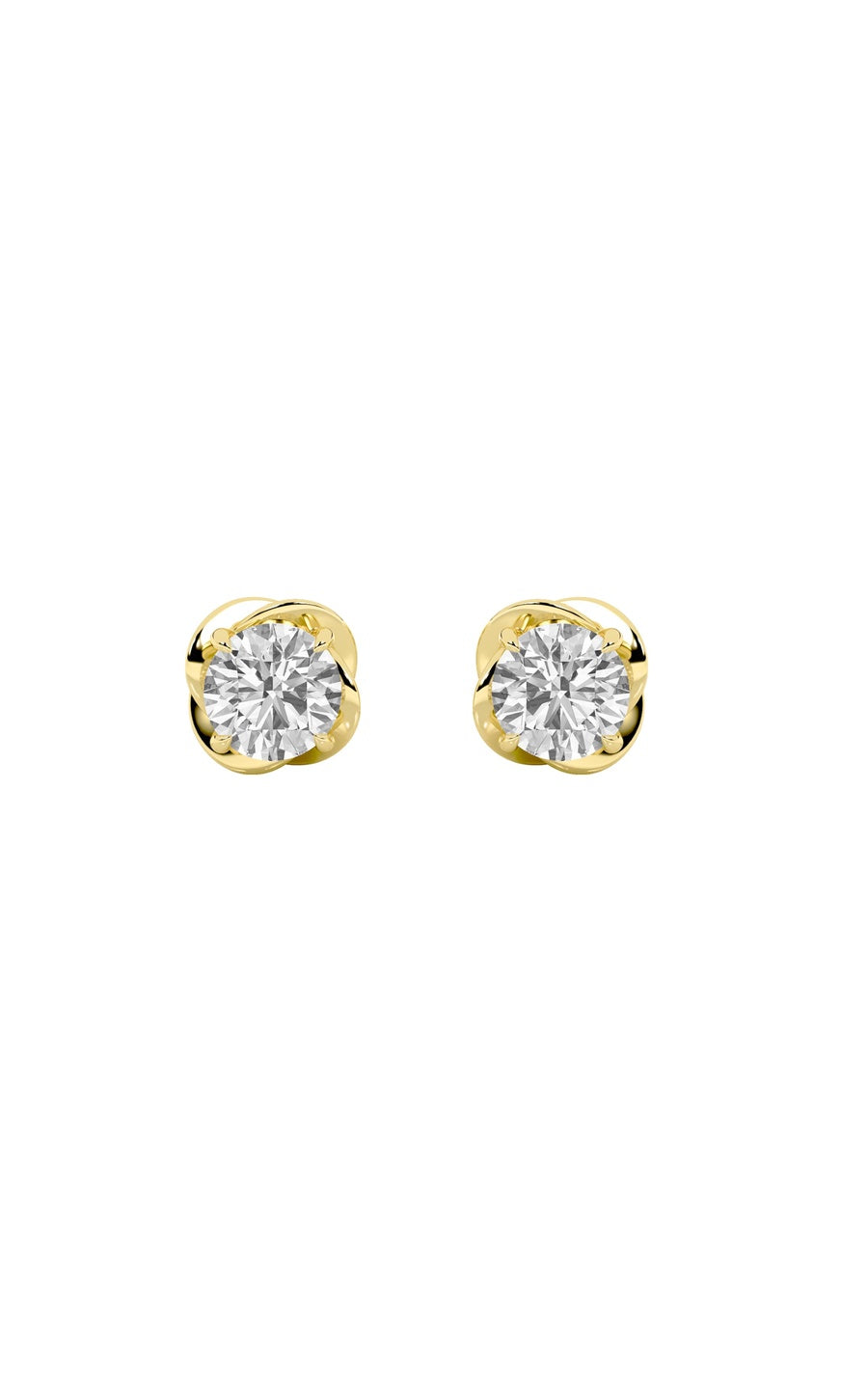 2Cttw Round Shaped Lab Grown Diamond (F/VS) Stud Earrings in 14K Gold