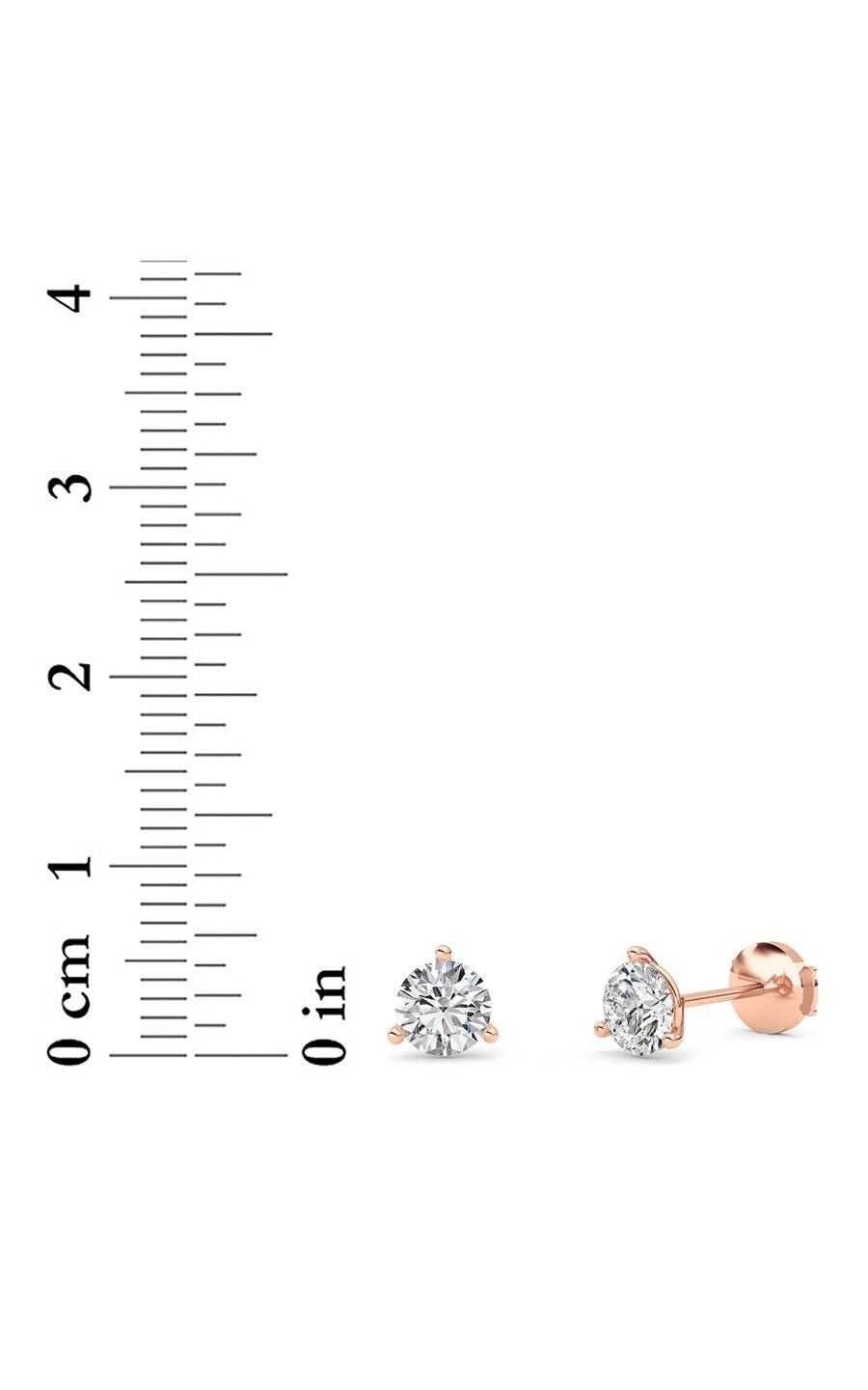 1.5CTW Round Shaped Lab Grown Diamond (G/VS) Three Prong Martini Stud Earrings in 14K White Gold