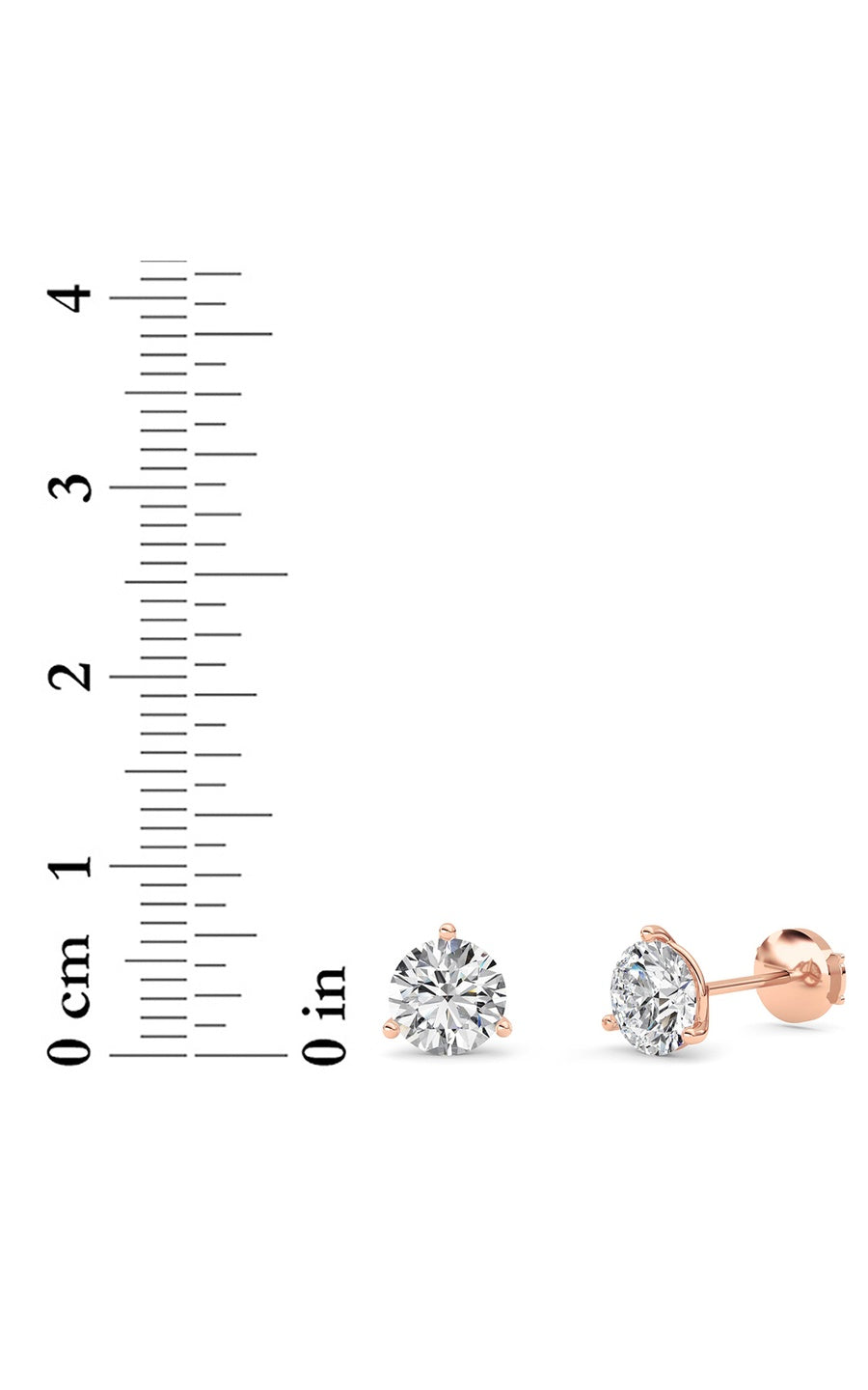 2.5Cttw Round Shaped Lab Grown Diamond (G/VS) Three Prong Martini Stud Earrings in 14K White Gold