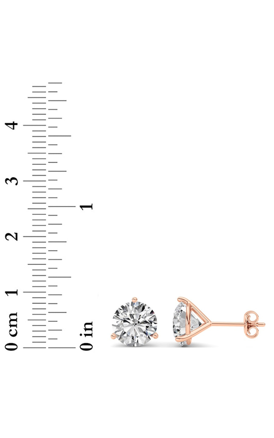 5Cttw Round Shaped Lab Grown Diamond (G/VS) ThreeProng Martini Stud Earrings in 14K White Gold