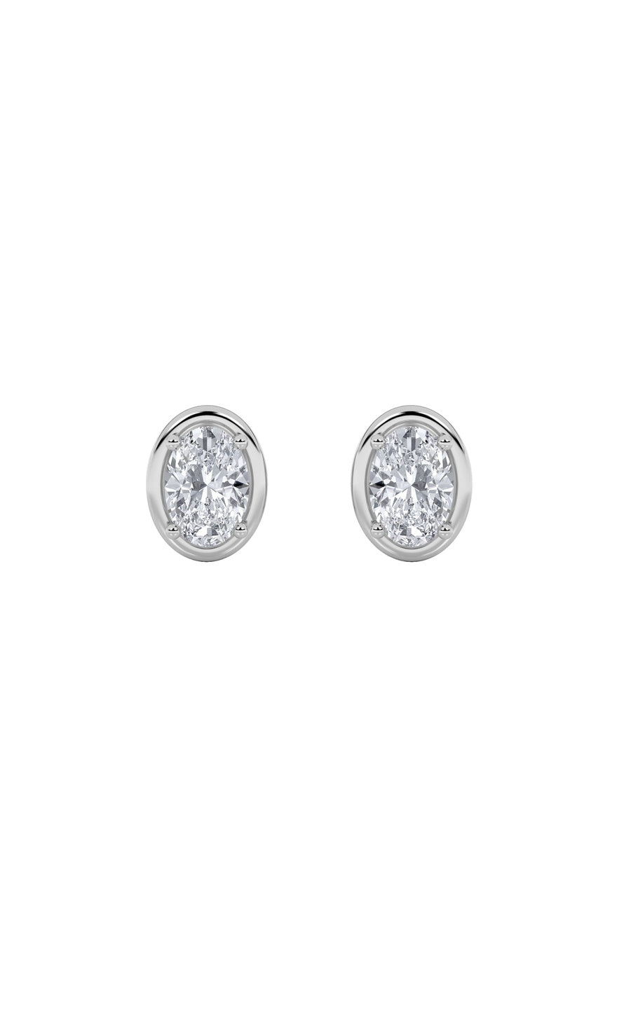 2Cttw Oval Shaped Lab Grown Diamond (F/VS) Stud Earrings in 14K Gold