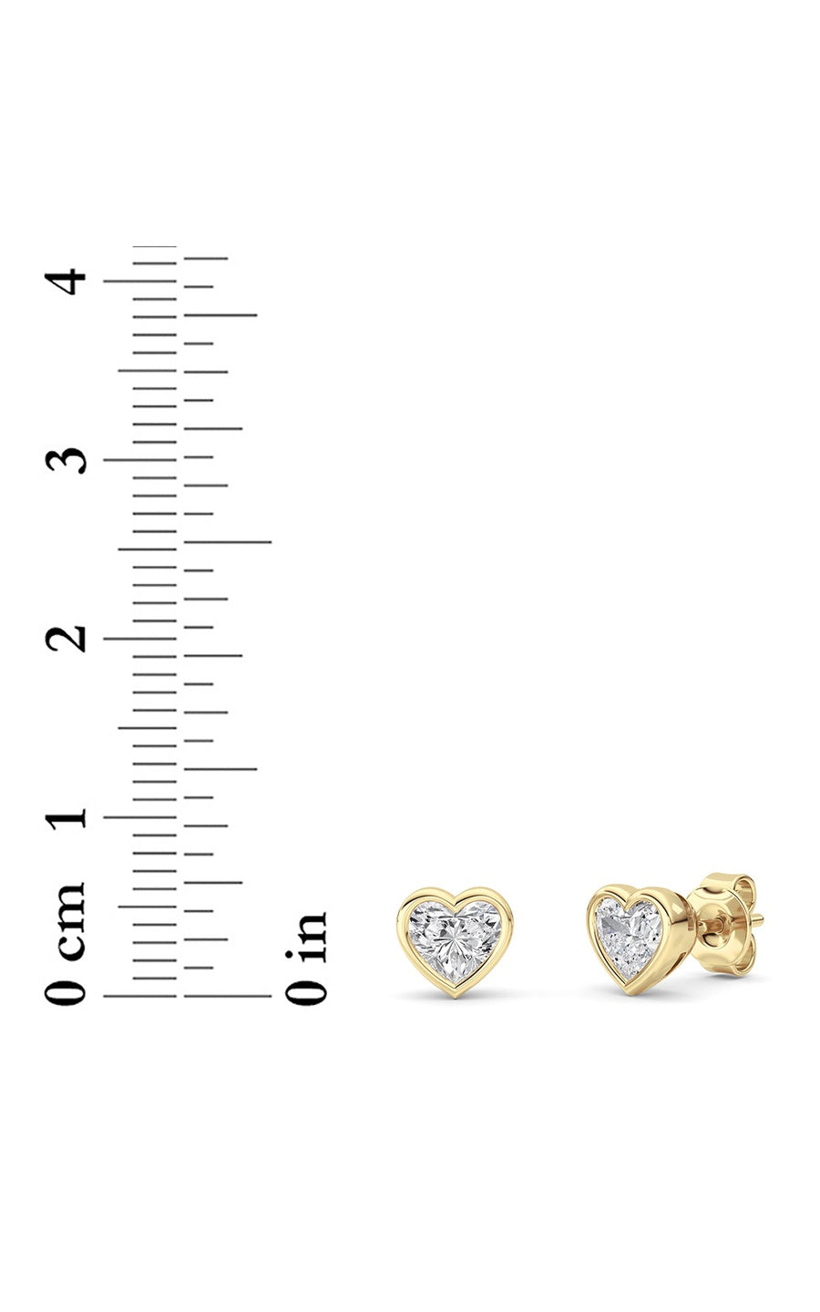 1CTW Heart Shaped Lab Grown Diamond (G/VS) Bezel Set Stud Earrings in 14K Gold