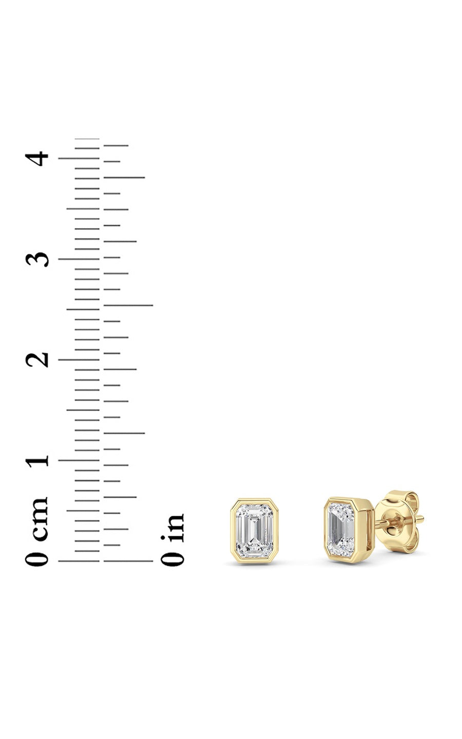 1Cttw Radiant Shaped Lab Grown Diamond (G/VS) Bezel Set Solitaire Earrings in 14K Gold