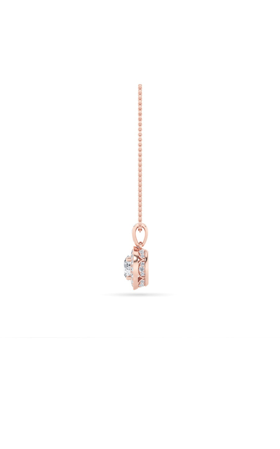 0.75CTW Round Shaped Lab Grown Diamond (F/VS) Halo Pendant in 14K Gold