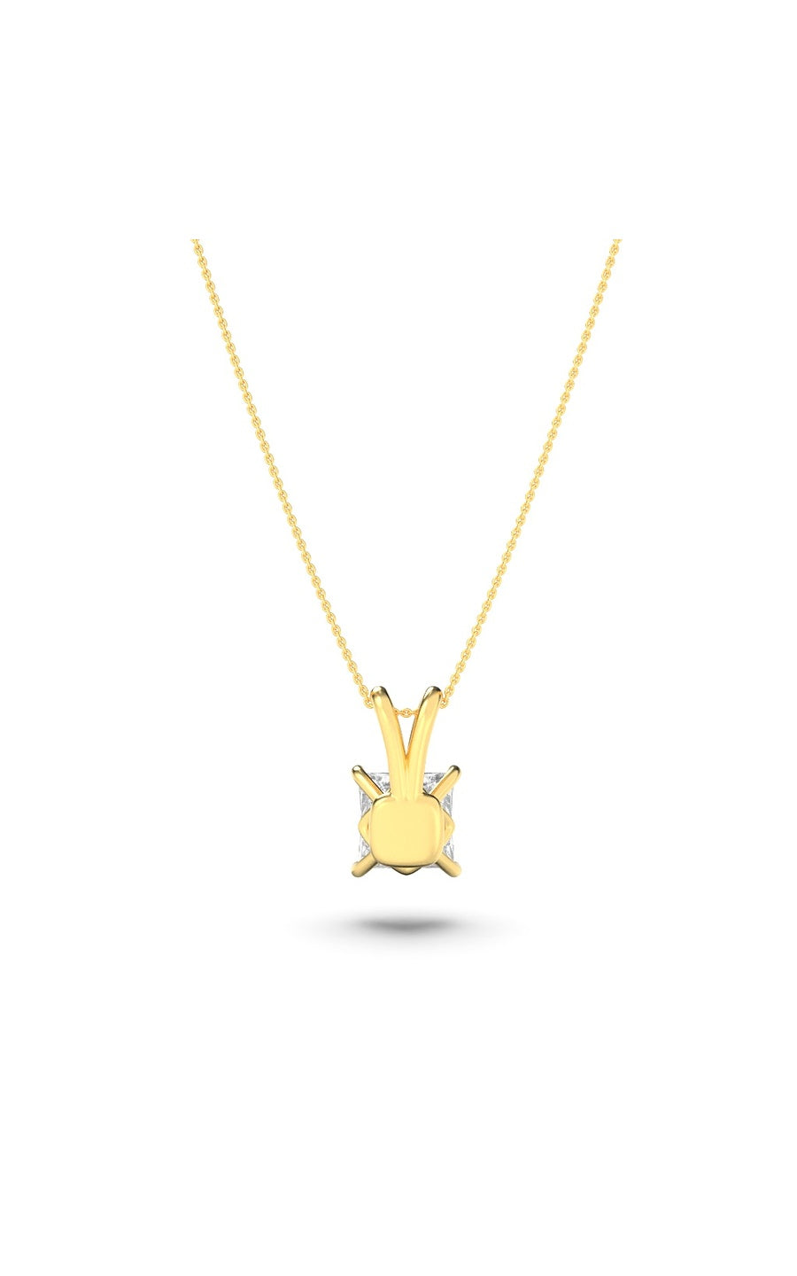 3Cttw Princess Shaped Lab Grown Diamond (F/VS) Split Bale Solitaire Pendant in 14K Gold