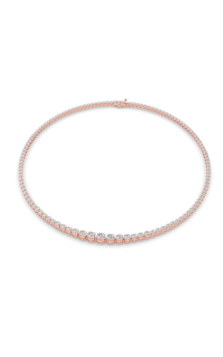 7CTW Round Shaped Lab Grown Diamond (F/VS) Graduating Half Riviera Necklace in 14K Gold