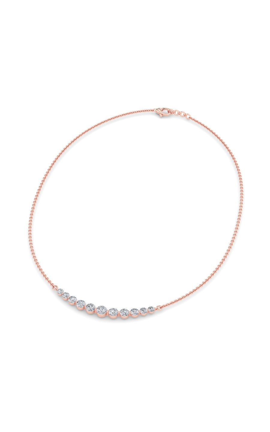 3Cttw Round Shaped Lab Grown Diamond (F/VS) Graduating half Necklace in 14K Gold