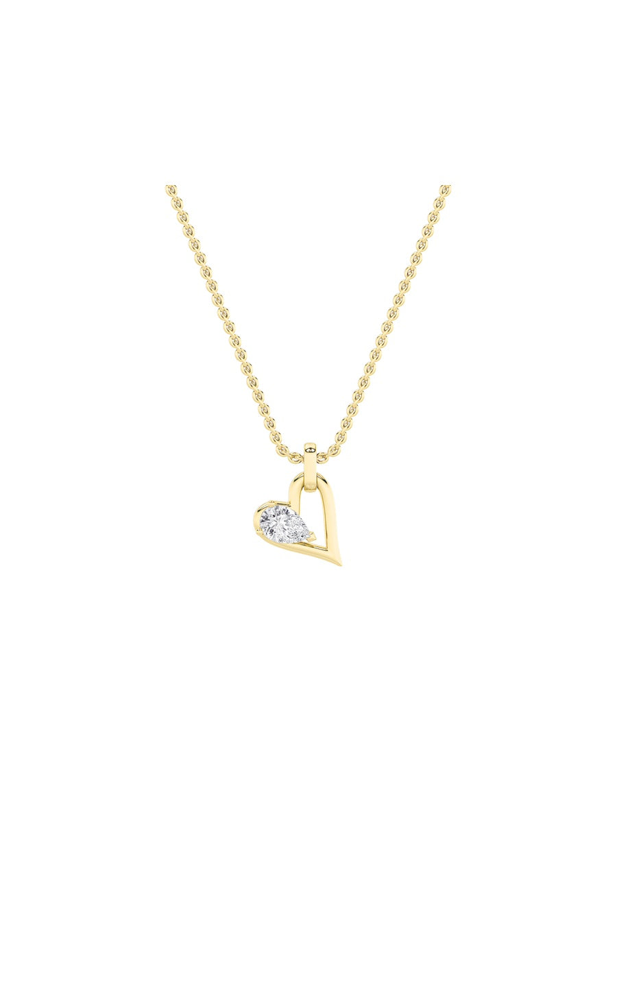 1Cttw Pear Shaped Lab Grown Diamond (F/VS) Heart Shaped Dangle Pendant in 14K Gold