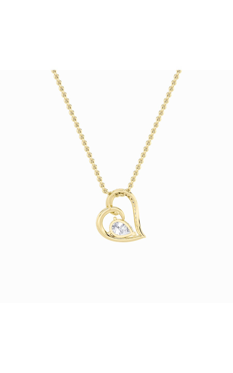 2CTW Pear Shaped Lab Grown Diamond (F/VS) Heart Shaped Pendant in 14K Gold