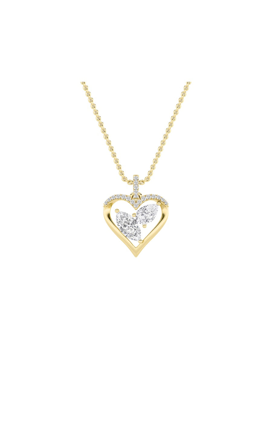 2.5CTW Marquise Shaped Lab Grown Diamond (F/VS) Heart Shaped Pendant in 14K Gold