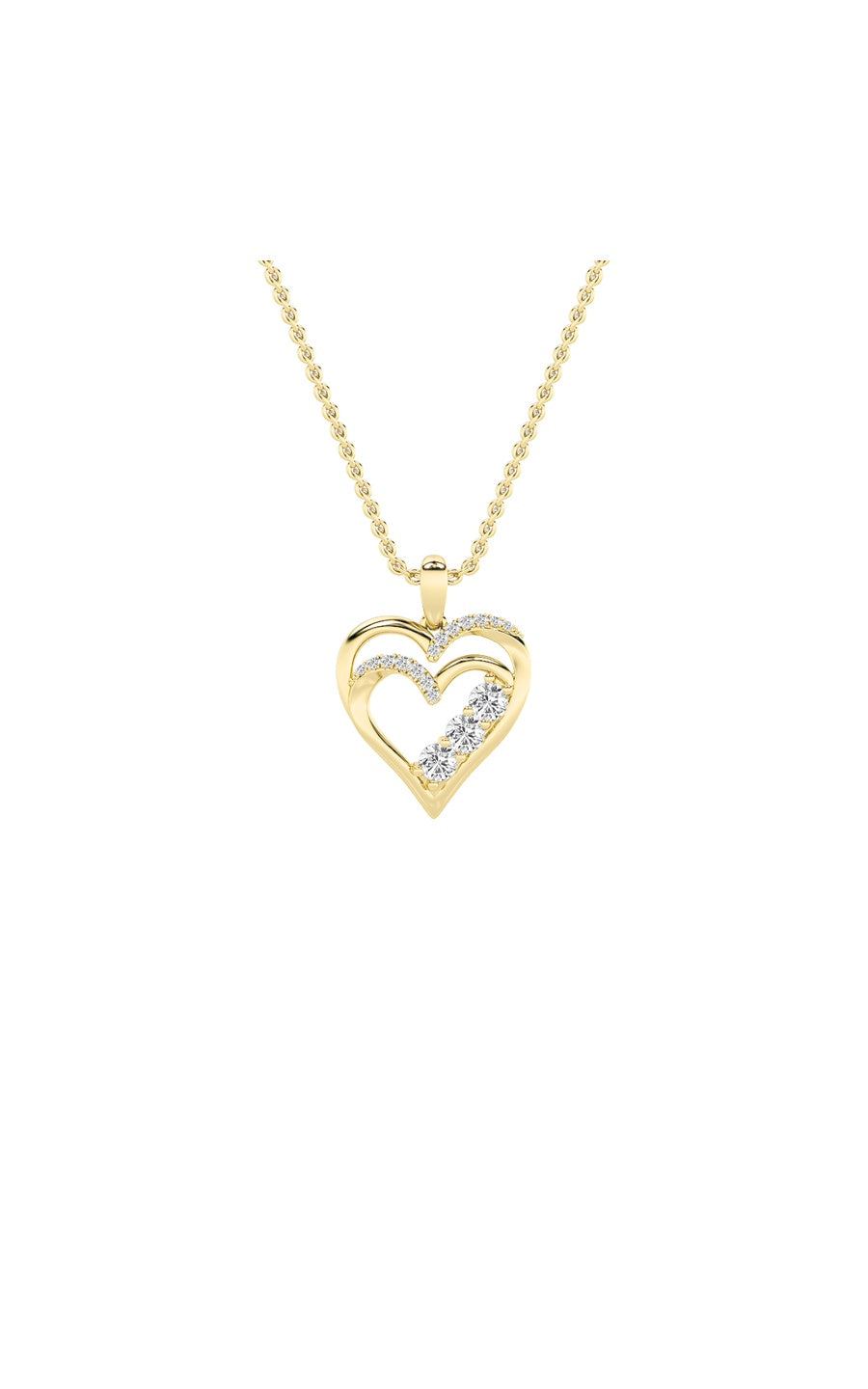 1Cttw Round Shaped Lab Grown Diamond (F/VS) HeartShaped Pendant in 14K Gold