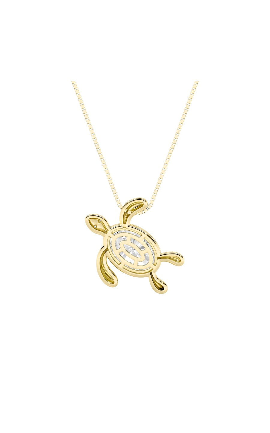 1.5Cttw Oval Shaped Lab Grown Diamond (F/VS) BezelSet Turtle Pendant in 14K Gold