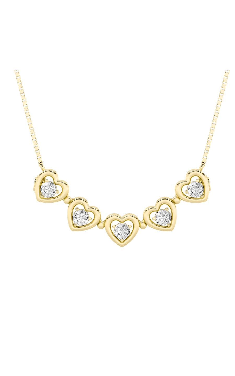 1CTW Round Shaped Lab Grown Diamond (F/VS) Heart Shaped Necklace in 14K Gold