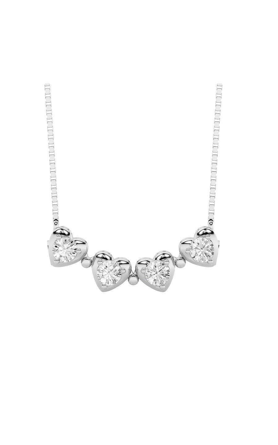 1CTW Round Shaped Lab Grown Diamond (F/VS) Heart Shaped Necklace in 14K Gold