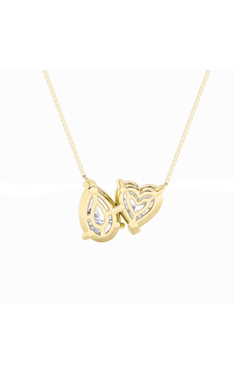2Cttw Pear Shaped Lab Grown Diamond (F/VS) Heart Shaped Necklace in 14K Gold