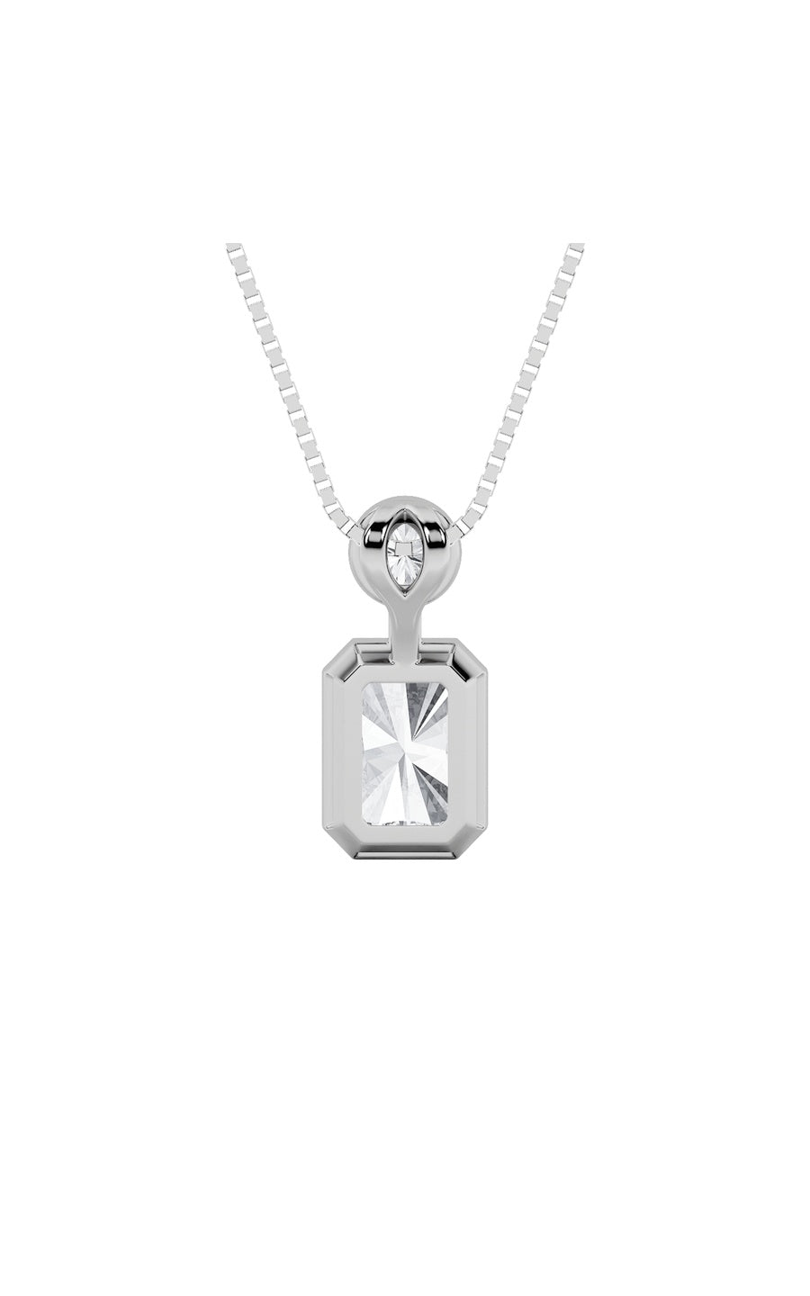 1Cttw Emerald Shaped Lab Grown Diamond (F/VS) Toiet Moi Fashiion Pendant in 14K Gold