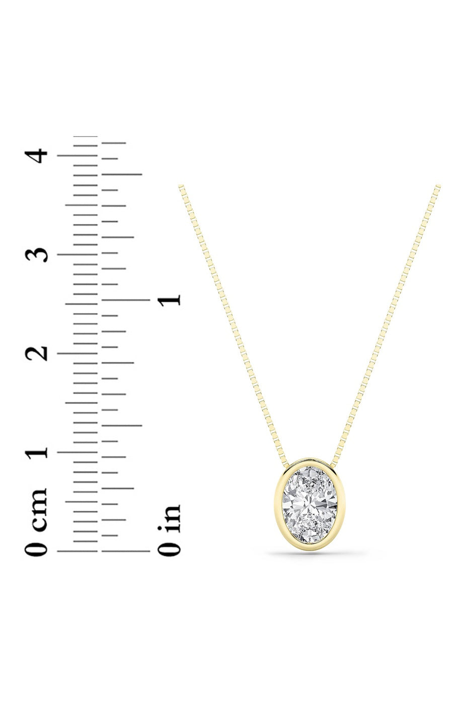 1Cttw Oval Shaped Lab Grown Diamond (F/VS) Bezel Set Solitaire Pendant in 14K Gold