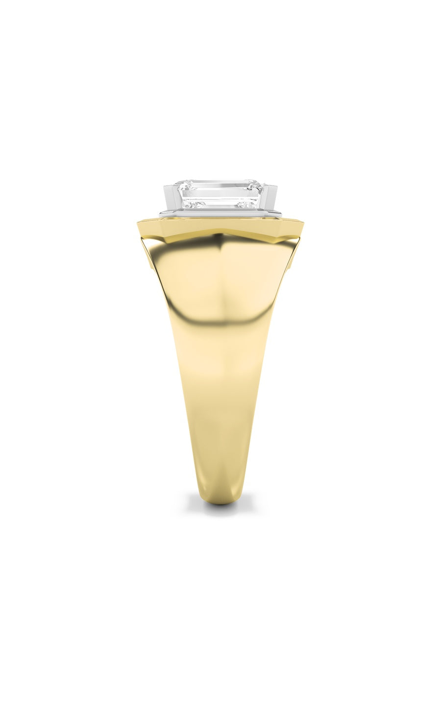 3Cttw Emerald Shaped Lab Grown Diamond (F/VS) MensRing in 14K Gold