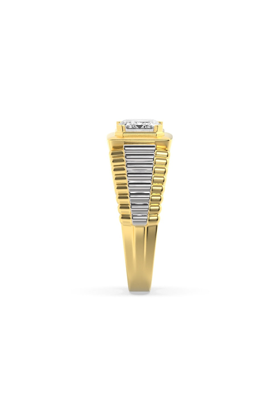 2.5Cttw Emerald Shaped Lab Grown Diamond (F/VS) Mens Ring in 14K Gold