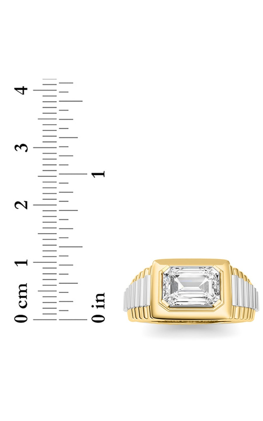 2.5CTW Emerald Shaped Lab Grown Diamond (F/VS) Mens Ring in 14K Gold