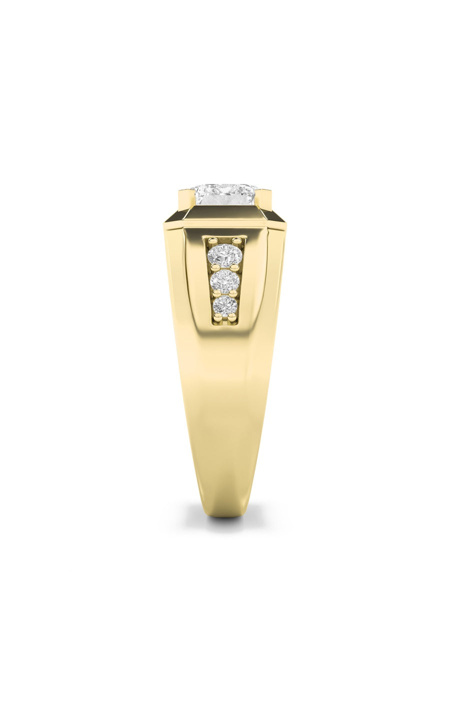 3.5Cttw Emerald Shaped Lab Grown Diamond (F/VS) Mens Ring in 14K Gold