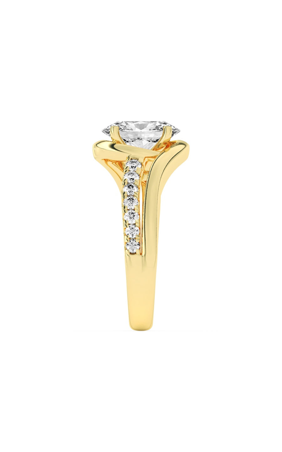 2CTW Oval Shaped Lab Grown Diamond (G/VS) Swirl Shank Accented Engagement Ring in 14K Gold