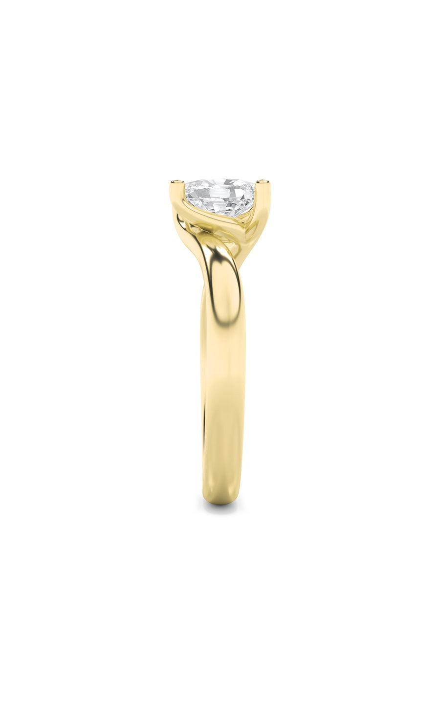 1Cttw Elongated Cushion Shaped Lab Grown Diamond (F/VS) Bypass Shank Engagement Ring in 14K Gold