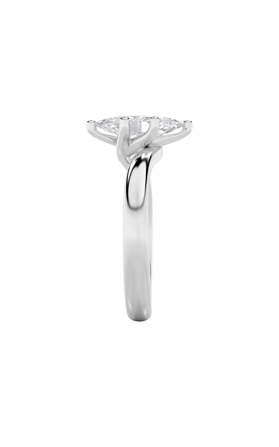 1Cttw Marquise Shaped Lab Grown Diamond (F/VS) Bypass Shank Engagement Ring in 14K Gold