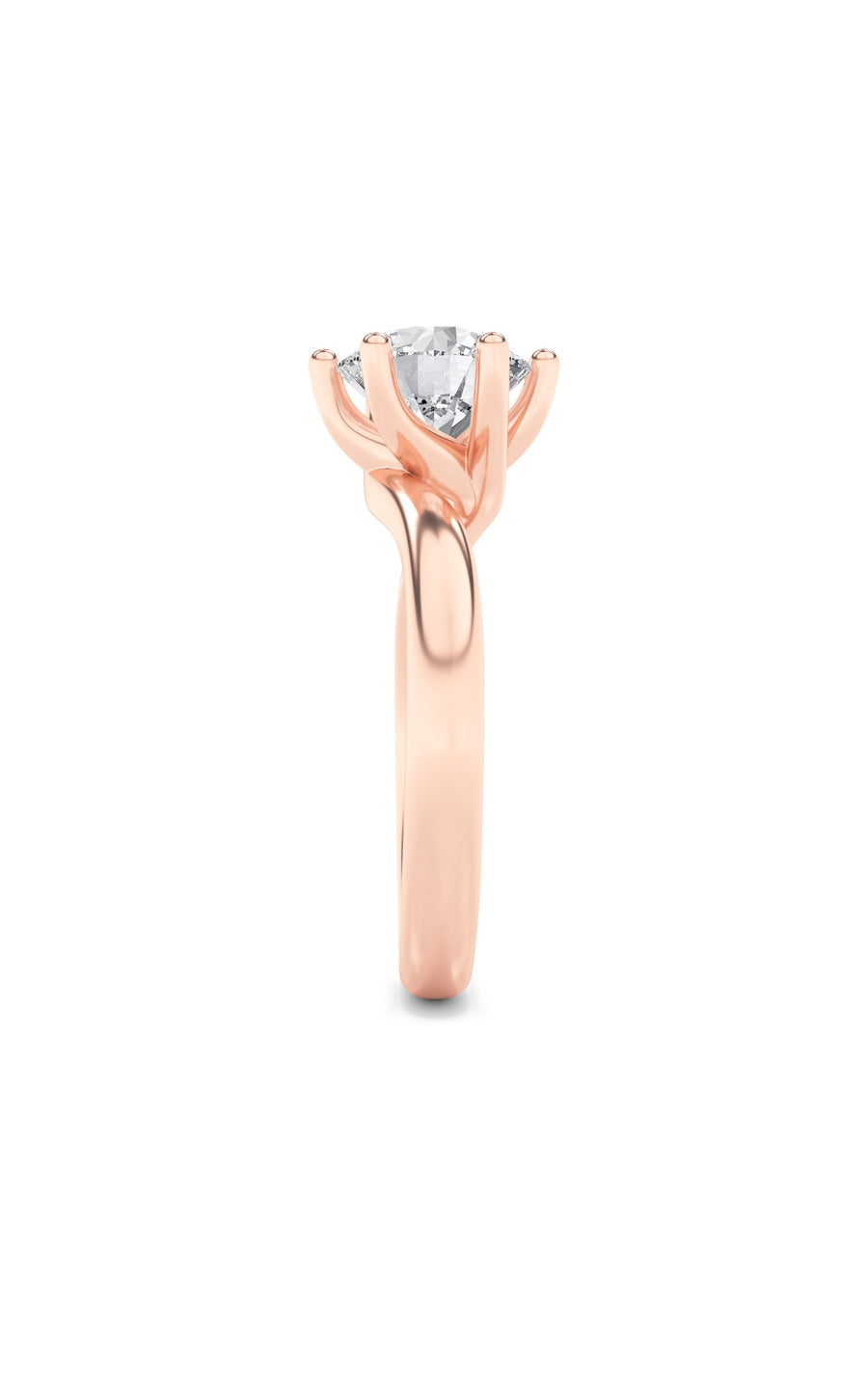 2Cttw Round Shaped Lab Grown Diamond (F/VS) BypassShank Engagement Ring in 14K Gold