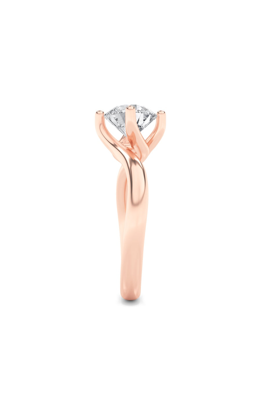1Cttw Round Shaped Lab Grown Diamond (F/VS) BypassShank Engagement Ring in 14K Gold